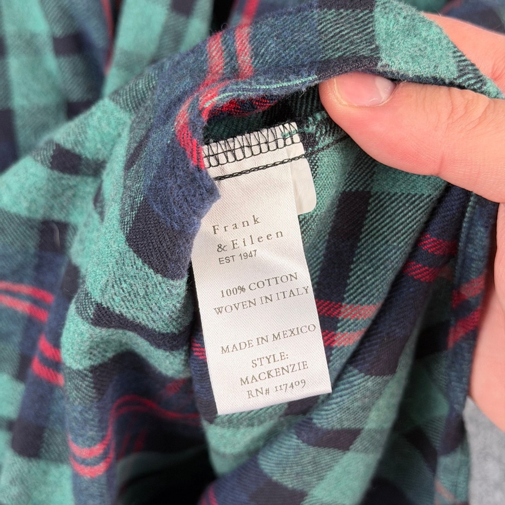 Frank & Eileen Mackenzie Plaid Flannel Shirt Womens OS Green Red Cotton - Picture 6 of 10